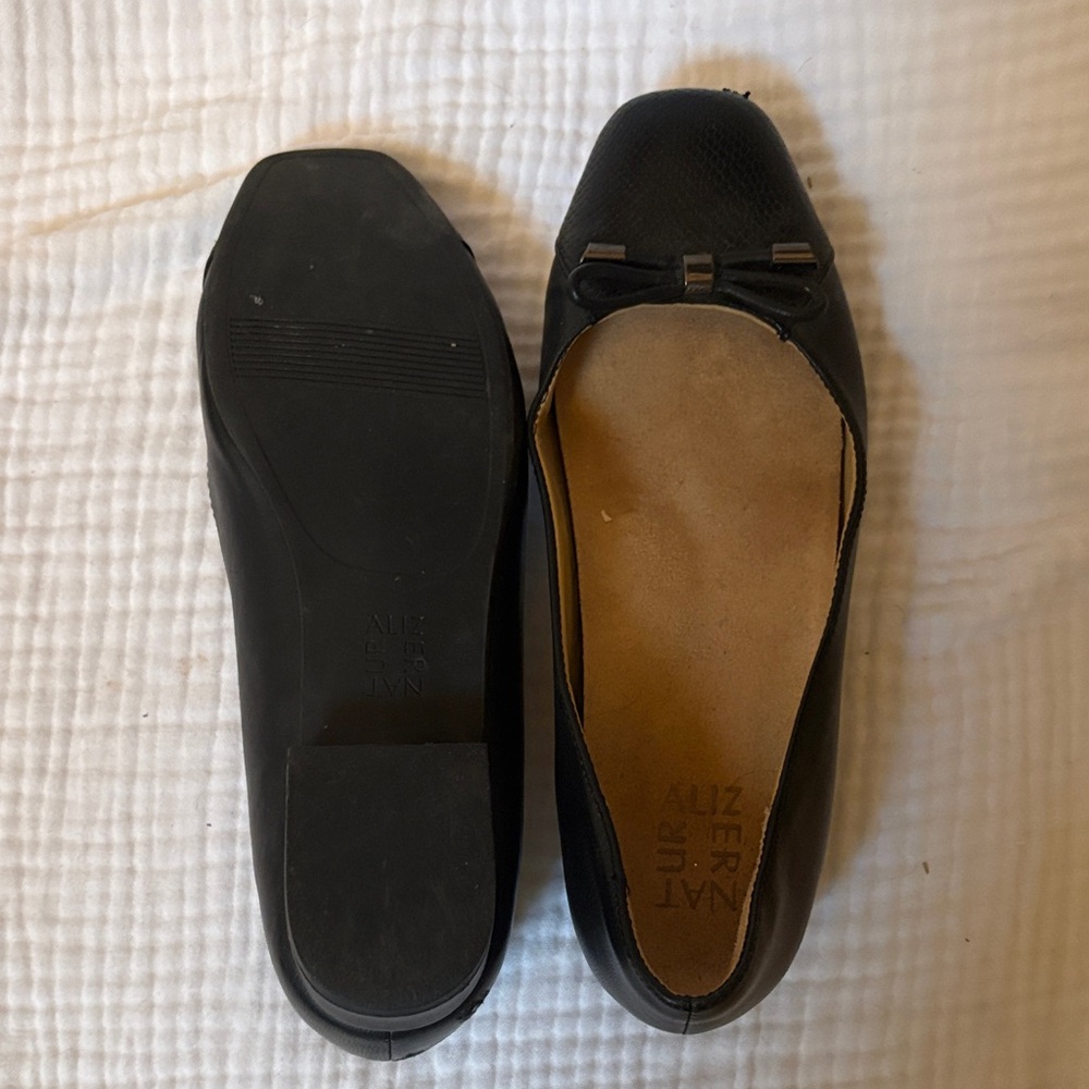 Naturalizer Black Flats with Bow Detail